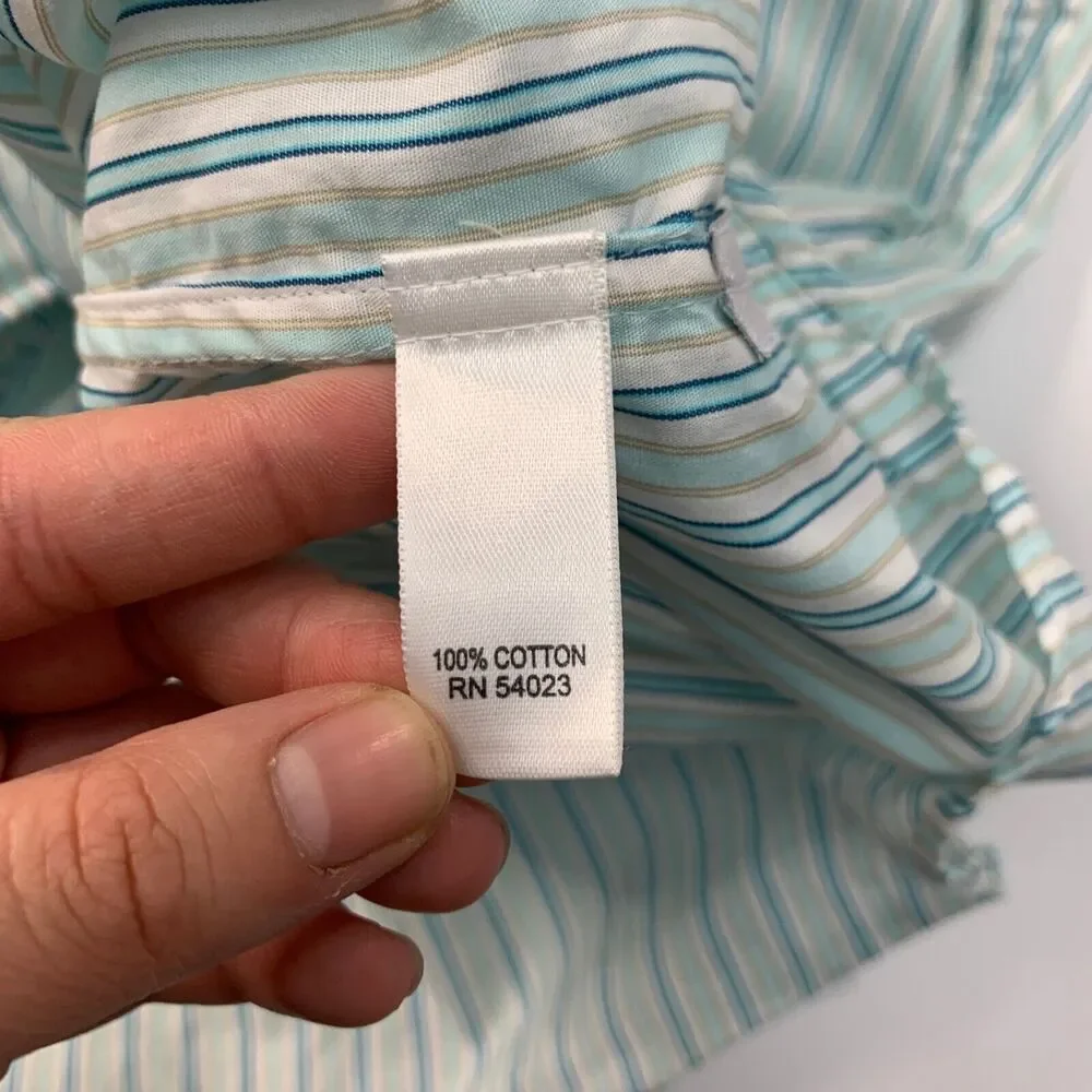 Banana Republic Shirt Mens L FITTED Ice Frappe Striped Long Sleeve Button Up